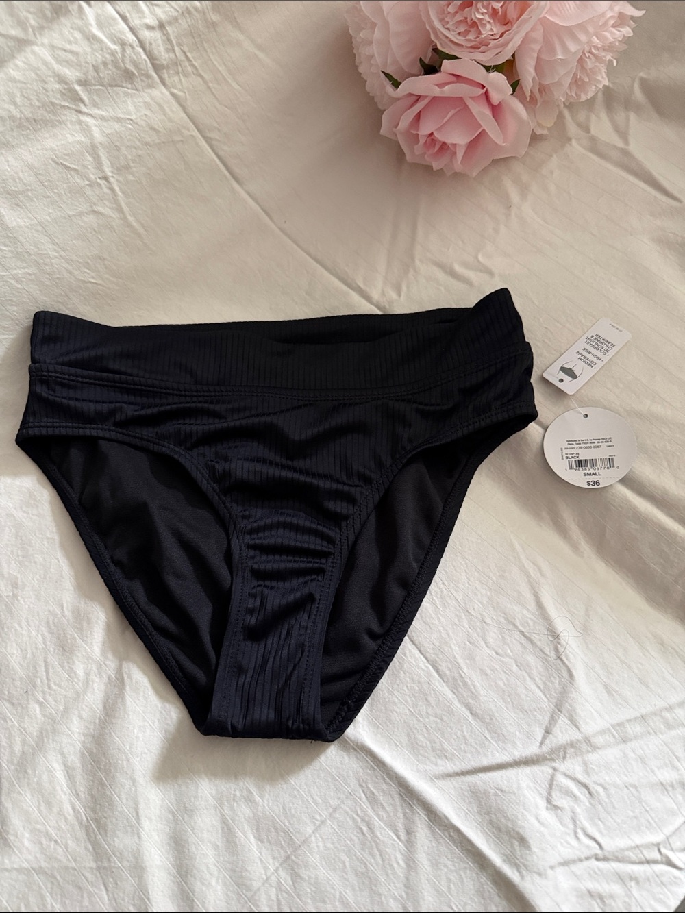 Decree Black Ribbed Bikini Bottom